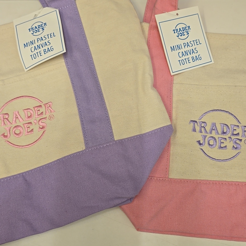 Trader Joe's Pastel Canvas Tote Bags